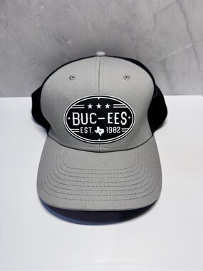 Buc-ee's Gray and Black Logo Trucker Hat Flexible Fit